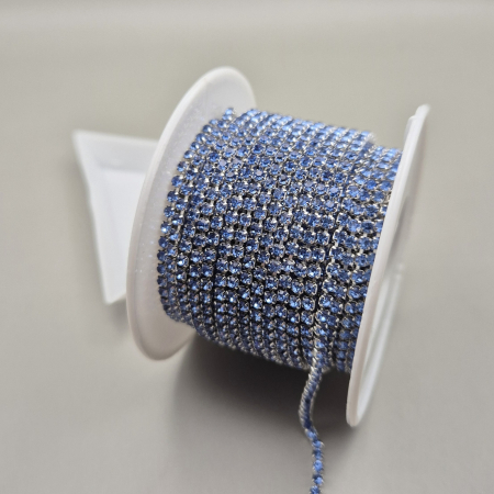 Albastru - Lant strasuri safir deschis 2mm/2.5mm