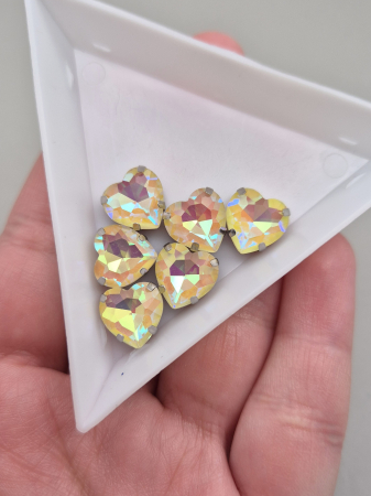 Strasuri Inima - Stras inima 10mm narcisa AB