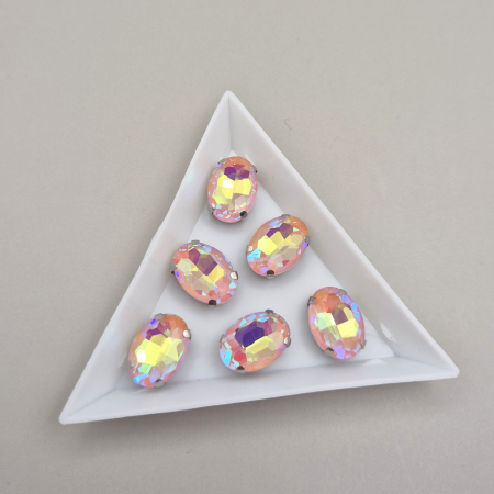 Strasuri - culori speciale - toate formele - Stras Oval 10x14mm peach AB