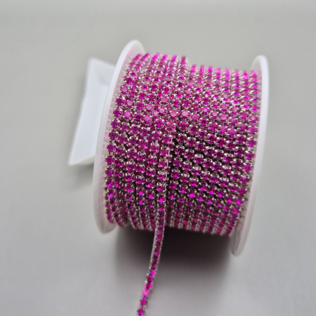 Roz - Lant strasuri fucsia 2mm/2.5mm