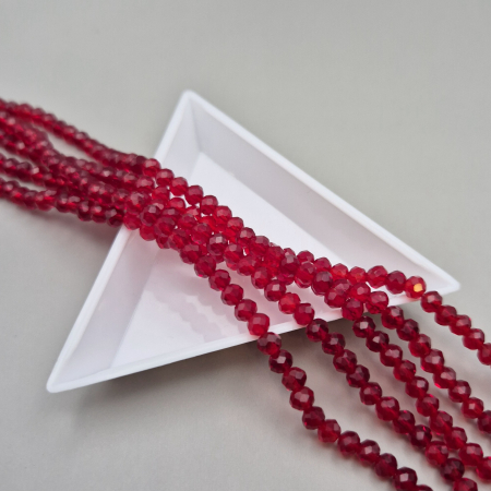 Fatetate 3x4mm - Margele fatetate 3x4mm rosu inchis transp