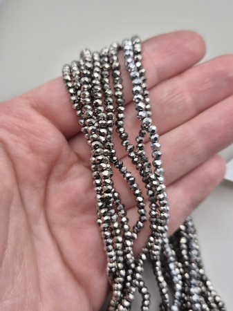 Fatetate 2x3mm - Margele fatetate 2x3mm argintiu inchis