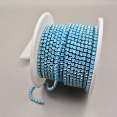 Albastru - Lant strasuri mocha sky blue opal 2mm