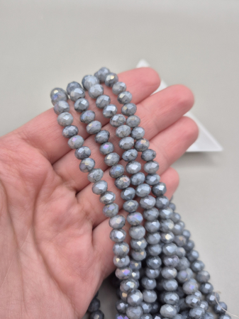 Gri/ Grafit - Margele fatetate 6x4mm -stone- gri