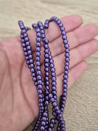 Perle sticla - Perle sticla 4mm mov inchis