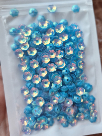 Paiete - Paiete floare cupa 6mm albastru transparent AB