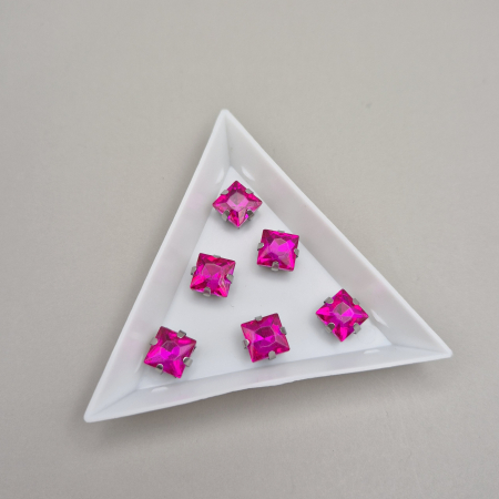 Strasuri Patrate si Triunghi - Stras patrat 8mm fucsia