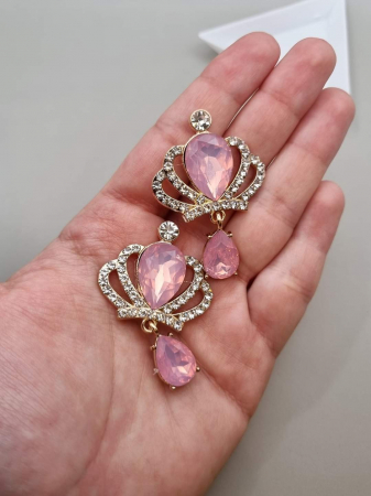 Accesorii pentru Lipit - Accesoriu metalic Coroana roz opal 45x25mm