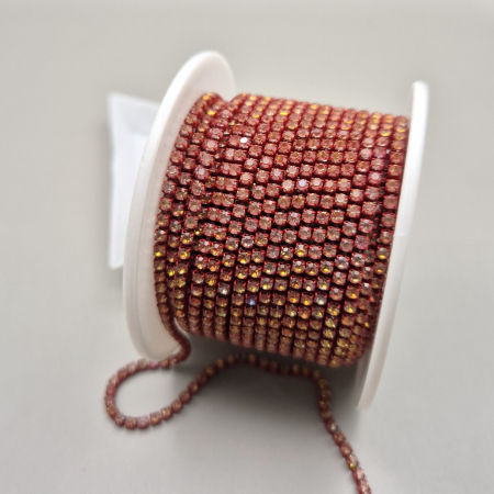 Rosu - Lant strasuri mocha rosu opal 2mm