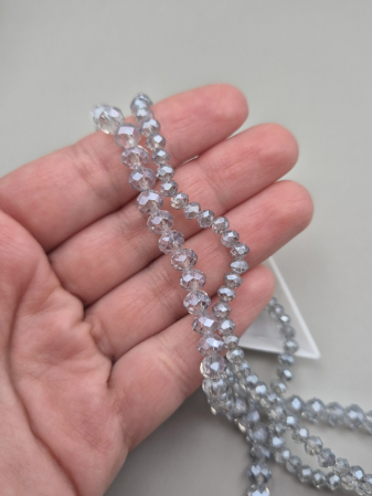 Gri/ Grafit - Margele fatetate 3x4mm/ 6x4mm gri transparent