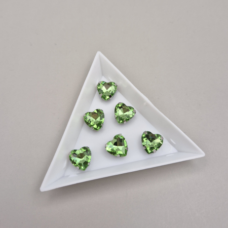 Strasuri Inima - Stras inima 10mm peridot
