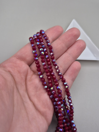 Rosu - Margele fatetate 3x4mm visiniu AB