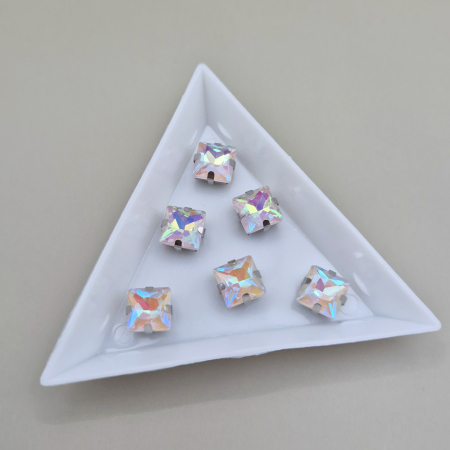 Strasuri - culori speciale - toate formele - Stras 8mm patrat alb AB