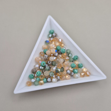 Margele - Mix biconice 4mm verde/ ivoire AB