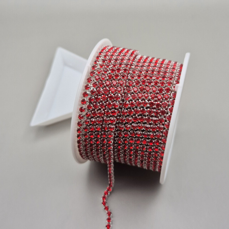 Rosu - Lant strasuri rosu 2mm/2.5mm