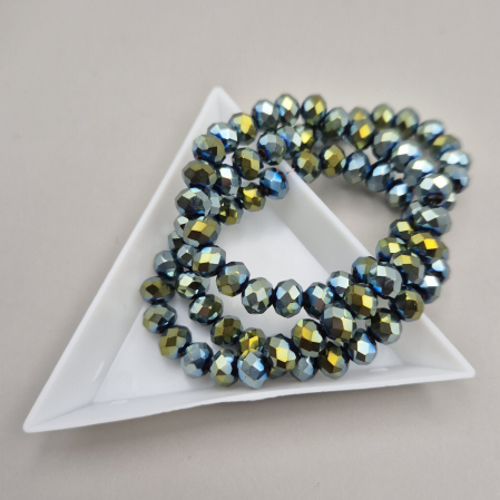 Margele - Margele fatetate 6x4mm verde metalizat