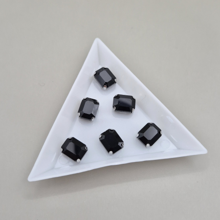 Strasuri sticla si rasina - Stras 8x10mm dreptunghi negru