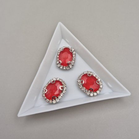 Strasuri Rotunde si Ovale - Stras oval rosu jelly 10x14mm