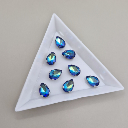 Strasuri in montura - Stras 7x10mm lacrima smarald AB