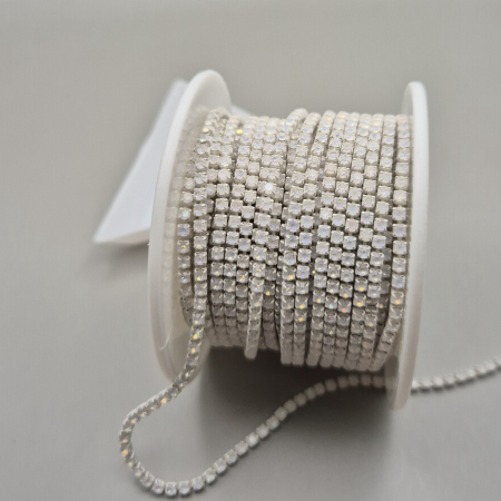 Alb - Lant strasuri mocha alb opal 2mm