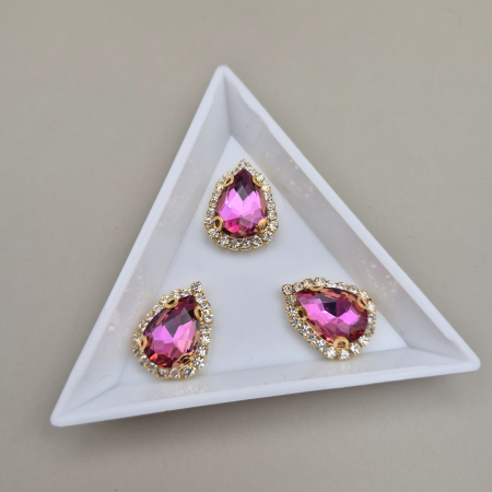 Strasuri Lacrima - Stras 10x14mm lacrima roz RB - baza aurie