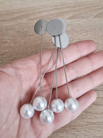 Toate Produsele - Ac brosa argintiu cu perla ~8cm