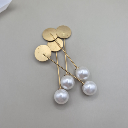 Ace brosa - Ac brosa argintiu cu perla ~6cm