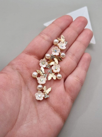 Accesorii pentru Lipit - Accesoriu metalic floare roz 1.6x1.4cm