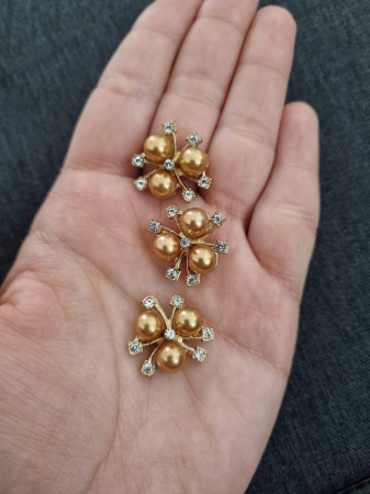 Accesorii pentru Lipit - Accesoriu metalic perle auriu-mustar