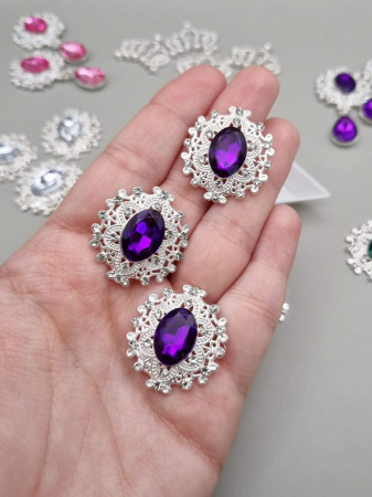 Accesorii pentru Lipit - Accesoriu metalic Stras mov 24x28mm