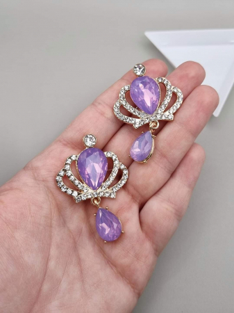 Accesorii pentru Lipit - Accesoriu metalic Coroana mov opal 50x32mm