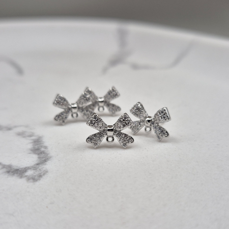 Baze cercei cristale zirconiu - Baze cercei Argintii 7.3x12.9mm