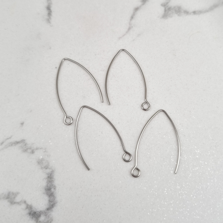 Baze cercei cristale zirconiu - Baze cercei Argintii inox 0.8x30mm