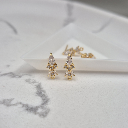 Baze cercei cristale zirconiu - Baze cercei Aurii 11.9x6mm