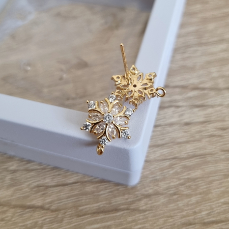 Baze cercei cristale zirconiu - Baze cercei Aurii 13.3x10.2mm