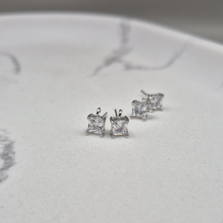 Baze cercei cristale zirconiu - Baze cercei Argintii 5x5mm