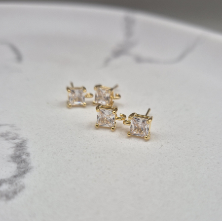 Baze cercei cristale zirconiu - Baze cercei Aurii 5x5mm