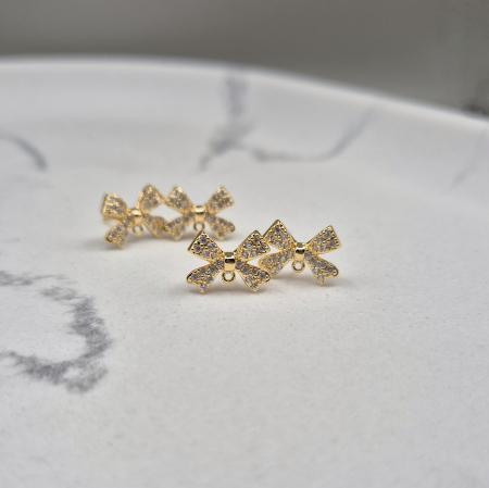 Baze cercei cristale zirconiu - Baze cercei Aurii 7.3x12.9mm