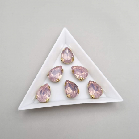 Roz - Stras lacrima, material rasina, 10x14mm, roz opal.