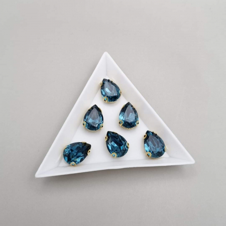 Strasuri Lacrima - Stras lacrima, material rasina, 10x14mm, Turcoaz.
