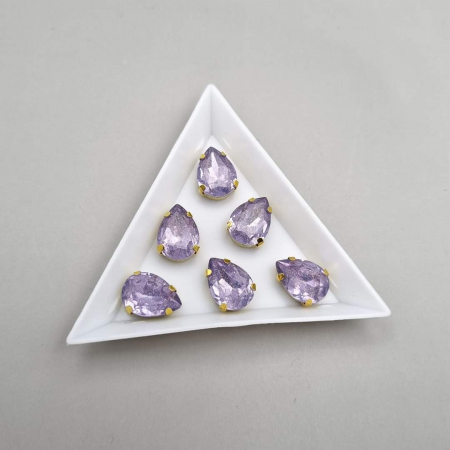 Mov/ violet - Stras lacrima, material rasina, 10x14mm, violet sclipici.