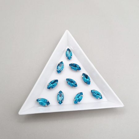 Strasuri in montura - Stras Frunza Aquamarine 5x10mm