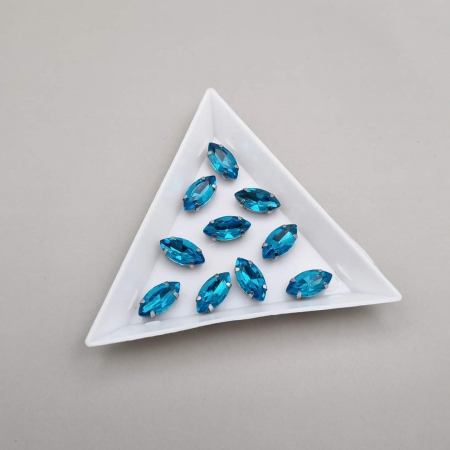 Strasuri in montura - Stras Frunza Aquamarine 6x12mm
