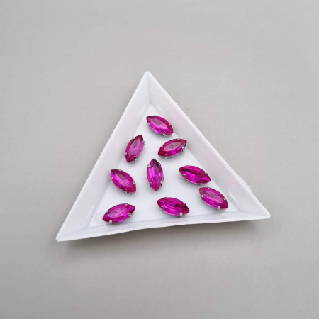 Roz - Stras Frunza Fucsia 6x12mm