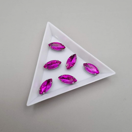 Roz - Stras Frunza Fucsia 7x15mm