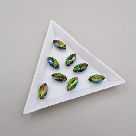 Strasuri in montura - Stras Frunza Multicolor 6x12mm