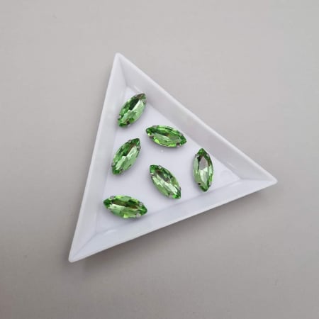 Strasuri in montura - Stras Frunza Peridot 7x15mm