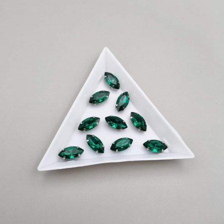 Strasuri in montura - Stras 6x12mm frunza smarald
