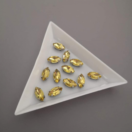 Strasuri in montura - Stras Frunza Topaz 5x10mm