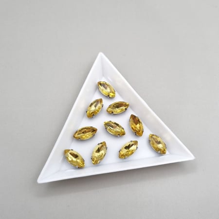 Strasuri in montura - Stras Frunza Topaz 6x12mm